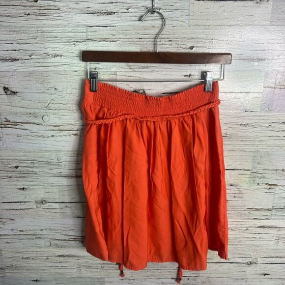 Tommy Hilfiger Orange Bubble Mini Skirt with Ruched Tie Front size medium - Picture 6 of 6
